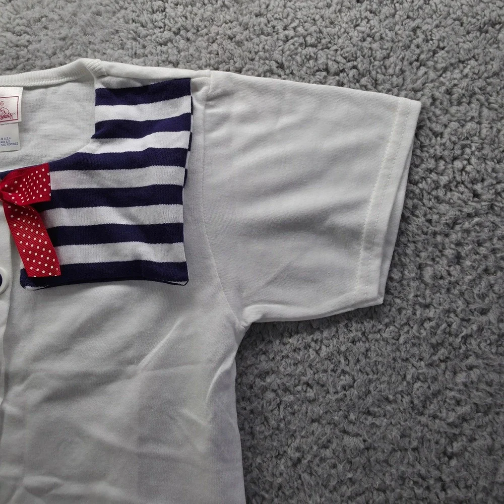 Vintage Buster Brown Kids Sailor Set White Blue Striped 2pc Outfit Size 6 USA